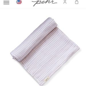2 Brand New Pehr White and Pink Striped Cotton Organic Swaddles